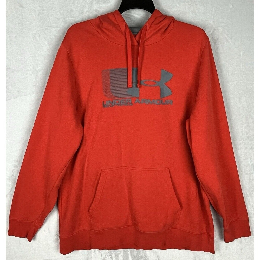 UNDER ARMOUR Hoodie Men 2XL Orange Loose Storm Fleece Sweatshirt Workout